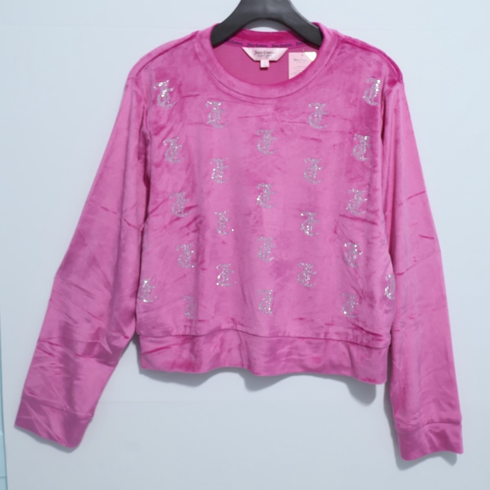 Juicy Couture Pink Sleepwear 2 Piece Pajama Set Studded Logo Long Sleeves